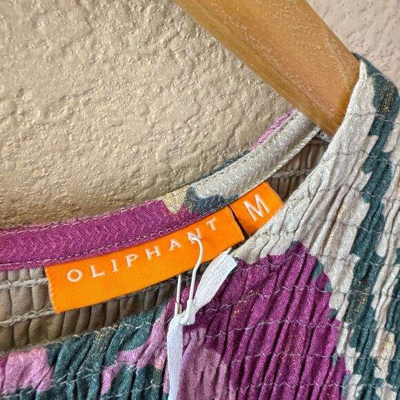 NWT Oliphant Smocked Top Maxi Dress Medium Patola Purple Long Sleeve Tuckernuck - Picture 4 of 16